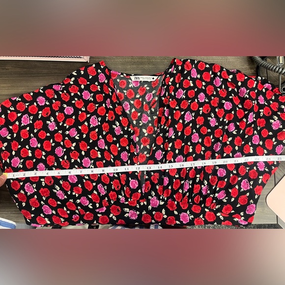 Zara Red Pink Floral Maxi Dress Romantic Cottagecore Boho Spring Whimsigoth - Picture 13 of 14